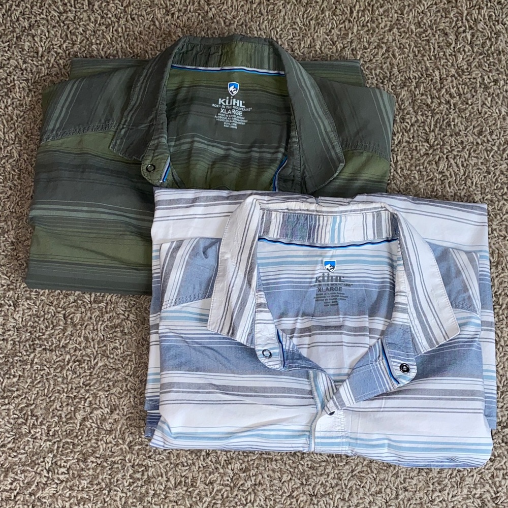 EUC Kuhl men’s short sleeve, snap up shirts.